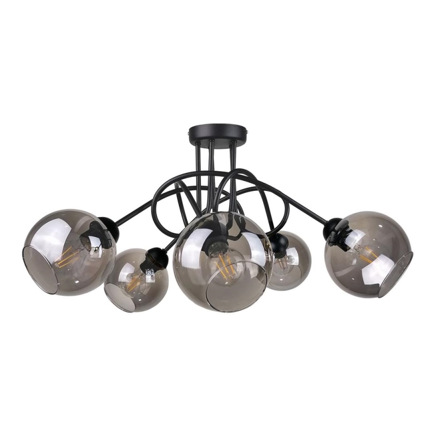 Nadgradni lestenec RIN 5xE27/60W/230V črna/dimna