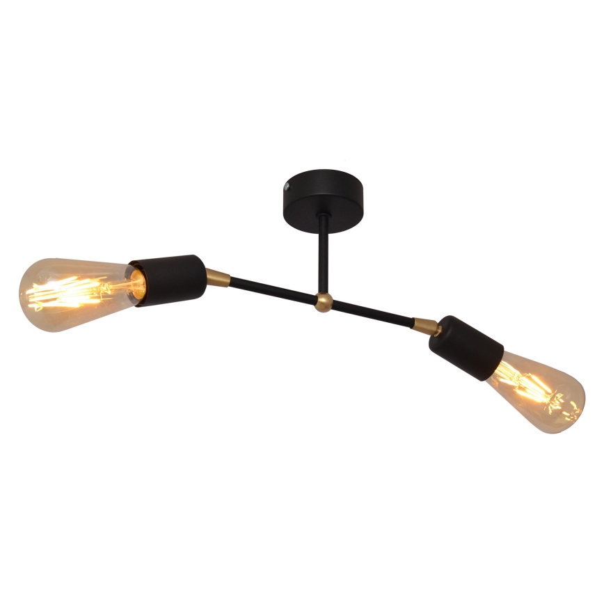Nadgradni lestenec ROSETTE 2xE27/15W/230V črna/zlata