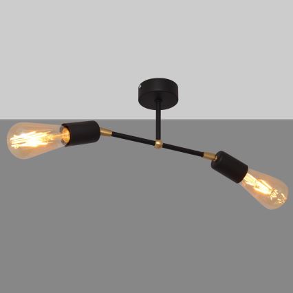 Nadgradni lestenec ROSETTE 2xE27/15W/230V črna/zlata