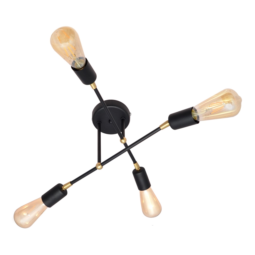 Nadgradni lestenec ROSETTE 4xE27/15W/230V črna/zlata