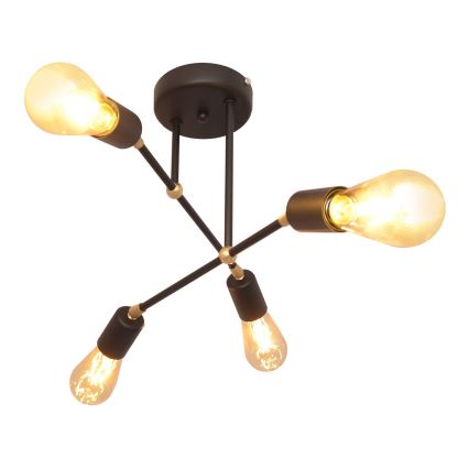 Nadgradni lestenec ROSETTE 4xE27/15W/230V črna/zlata