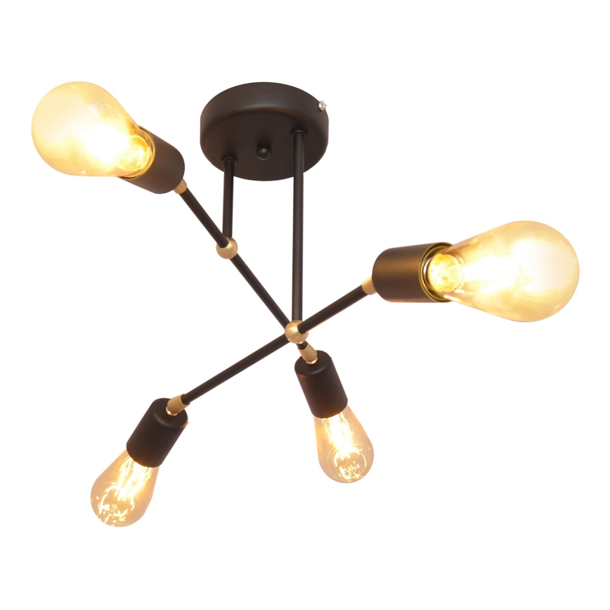 Nadgradni lestenec ROSETTE 4xE27/15W/230V črna/zlata