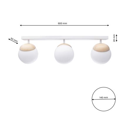 Nadgradni lestenec SFERA WOOD 3xE14/40W/230V