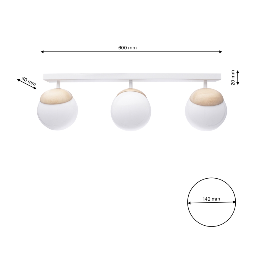 Nadgradni lestenec SFERA WOOD 3xE14/40W/230V