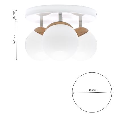 Nadgradni lestenec SFERA WOOD 3xE14/40W/230V