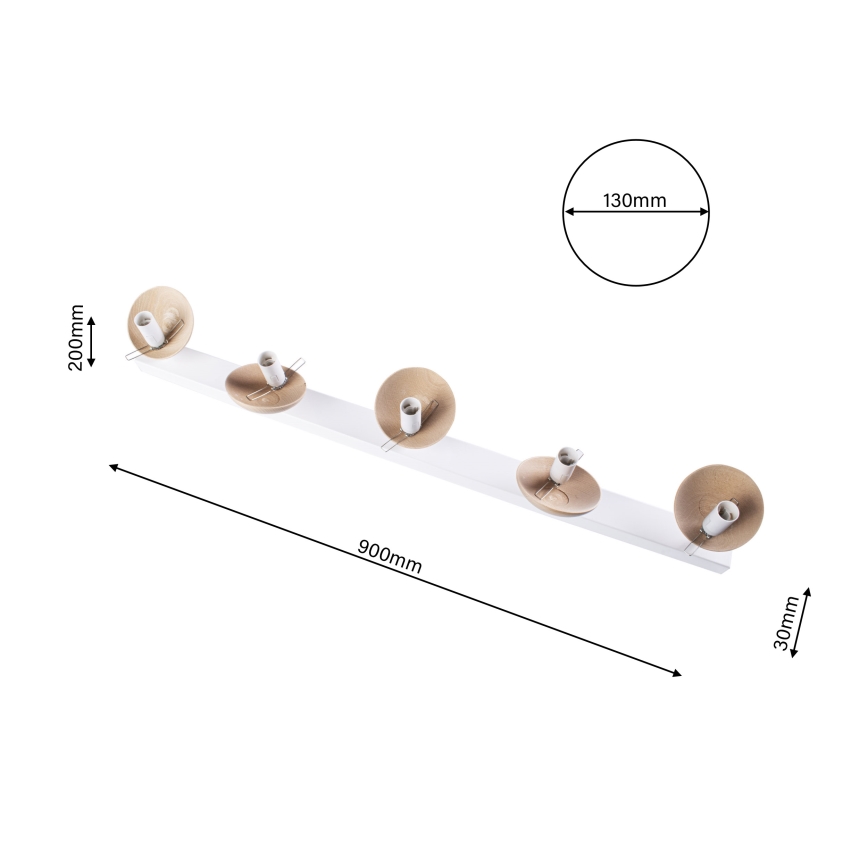 Nadgradni lestenec SFERA WOOD 5xE14/40W/230V