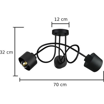 Nadgradni lestenec SIMPLY BLACK 3xE27/60W/230V