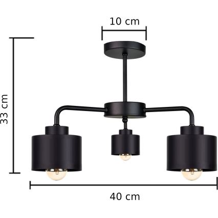 Nadgradni lestenec SIMPLY BLACK 3xE27/60W/230V