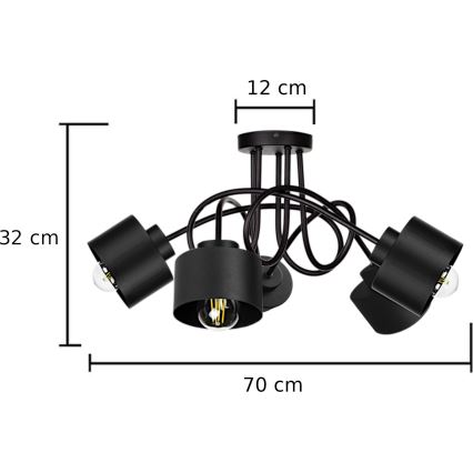 Nadgradni lestenec SIMPLY BLACK 5xE27/60W/230V