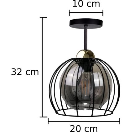 Nadgradni lestenec SOLO BLACK 1xE27/60W/230V črna/zlata