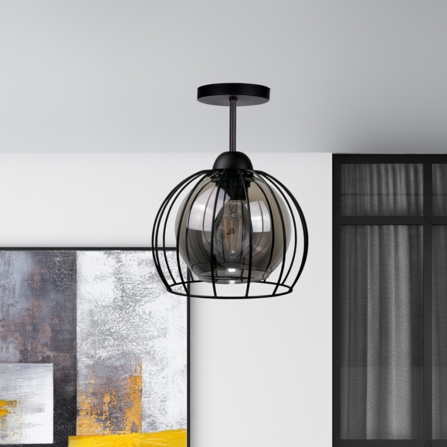 Nadgradni lestenec SOLO BLACK 1xE27/60W/230V črna/dimna