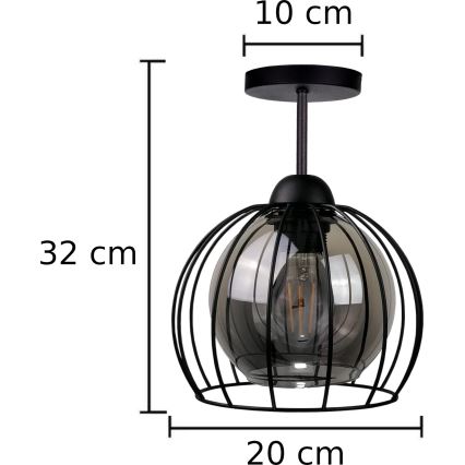 Nadgradni lestenec SOLO BLACK 1xE27/60W/230V črna/dimna