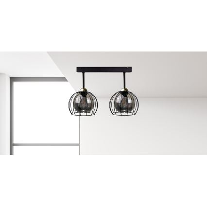 Nadgradni lestenec SOLO BLACK 2xE27/60W/230V črna/zlata