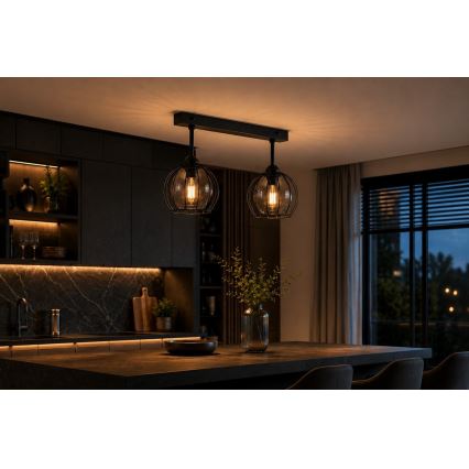Nadgradni lestenec SOLO BLACK 2xE27/60W/230V