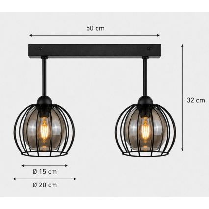 Nadgradni lestenec SOLO BLACK 2xE27/60W/230V
