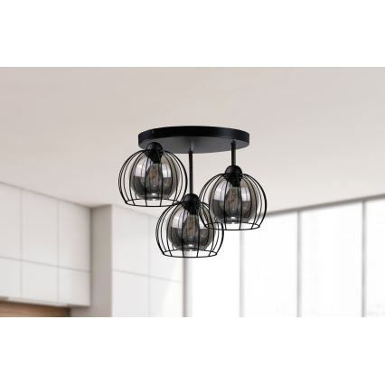 Nadgradni lestenec SOLO BLACK 3xE27/60W/230V pr. 30 cm