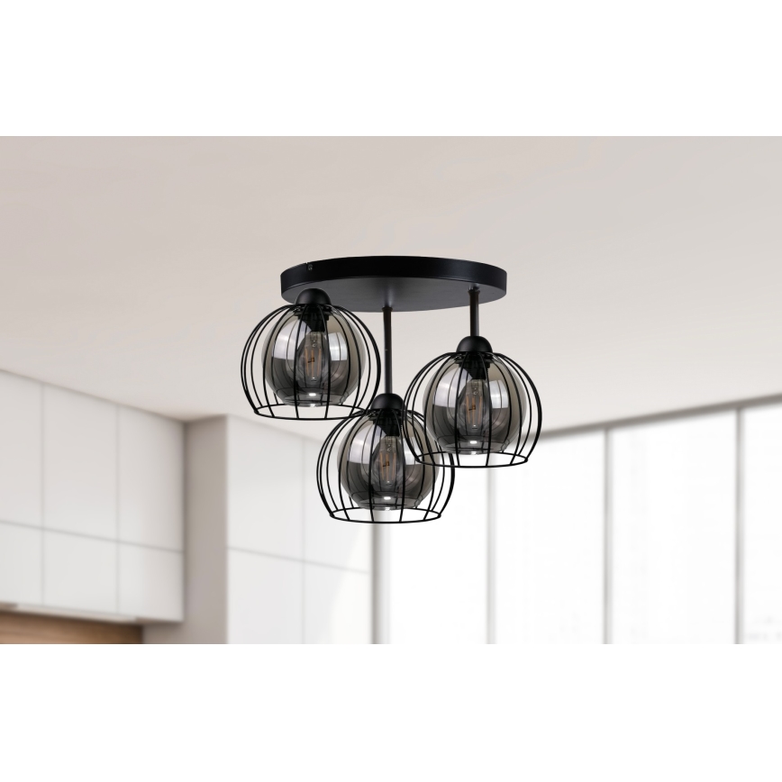 Nadgradni lestenec SOLO BLACK 3xE27/60W/230V pr. 30 cm