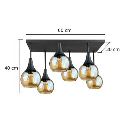 Nadgradni lestenec SOMA 6xE27/60W/230V črna/dimna bež