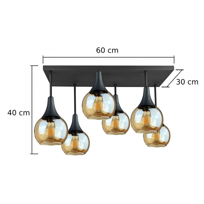Nadgradni lestenec SOMA 6xE27/60W/230V črna/dimna bež