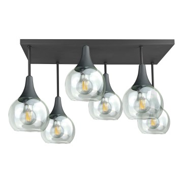 Nadgradni lestenec SOMA 6xE27/60W/230V črna/prozorna