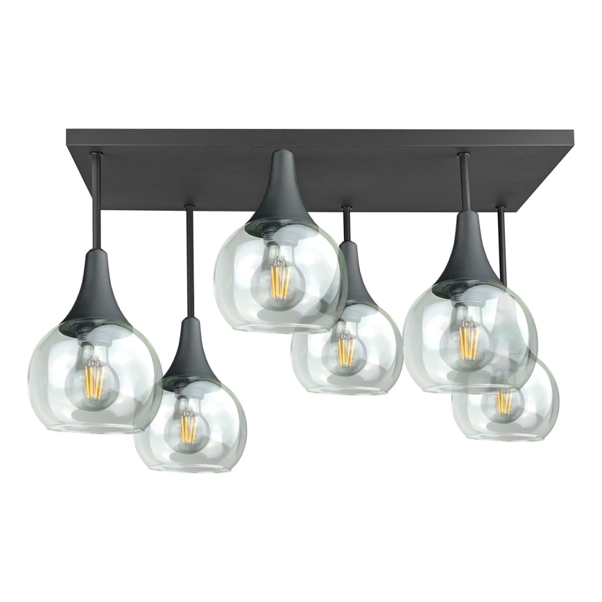 Nadgradni lestenec SOMA 6xE27/60W/230V črna/prozorna