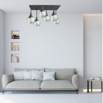 Nadgradni lestenec SOMA 6xE27/60W/230V črna/prozorna