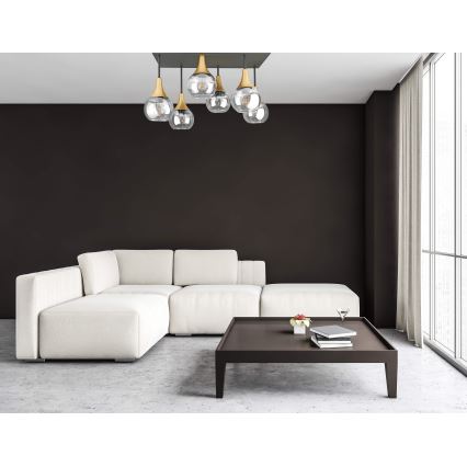 Nadgradni lestenec SOMA 6xE27/60W/230V črna/zlata/prozorna
