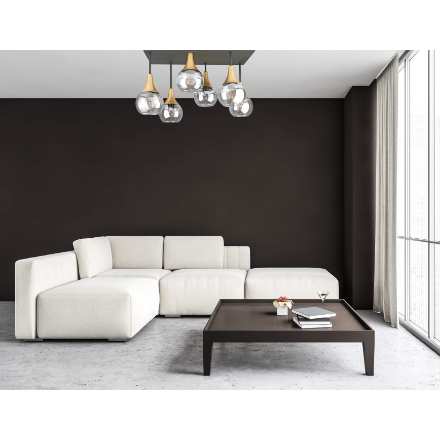 Nadgradni lestenec SOMA 6xE27/60W/230V črna/zlata/prozorna