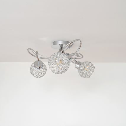 Nadgradni lestenec SOPHIA 3xE27/15W/230V sijajni krom/prozorna