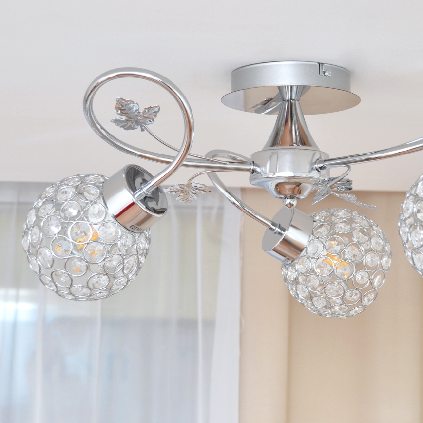 Nadgradni lestenec SOPHIA 3xE27/15W/230V sijajni krom/prozorna