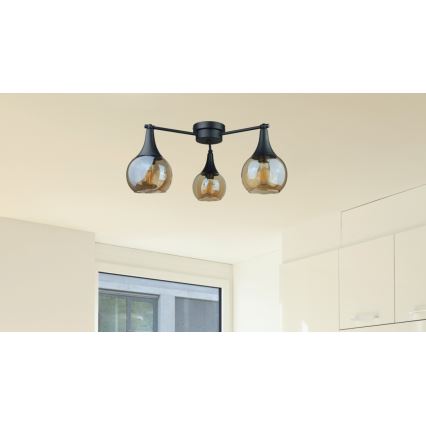 Nadgradni lestenec STAR 3xE27/60W/230V črna/dimna bež