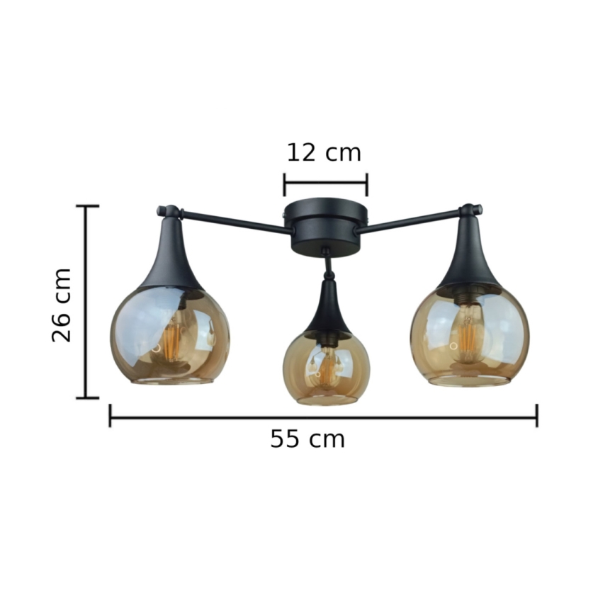 Nadgradni lestenec STAR 3xE27/60W/230V črna/dimna bež