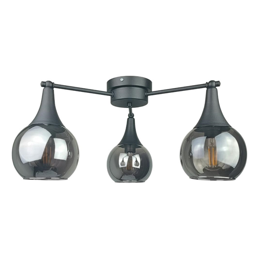 Nadgradni lestenec STAR 3xE27/60W/230V črna/dimna črna