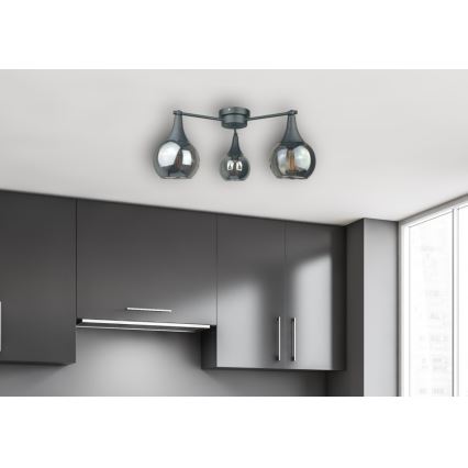 Nadgradni lestenec STAR 3xE27/60W/230V črna/dimna črna