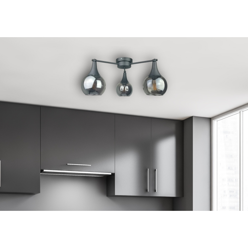 Nadgradni lestenec STAR 3xE27/60W/230V črna/dimna črna