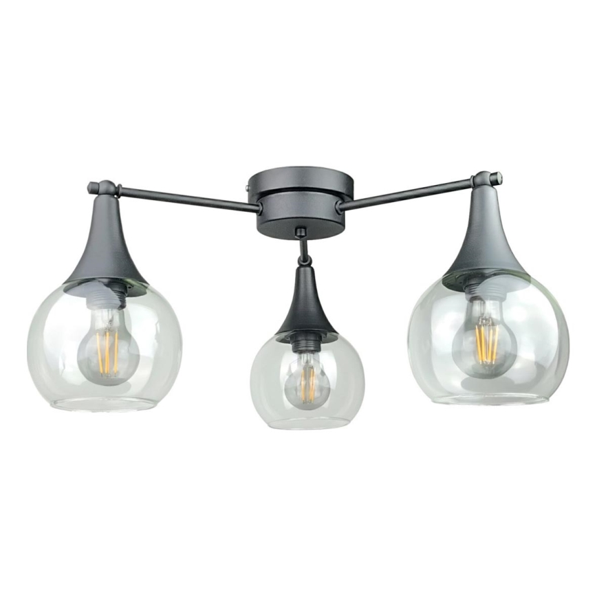 Nadgradni lestenec STAR 3xE27/60W/230V črna/prozorna