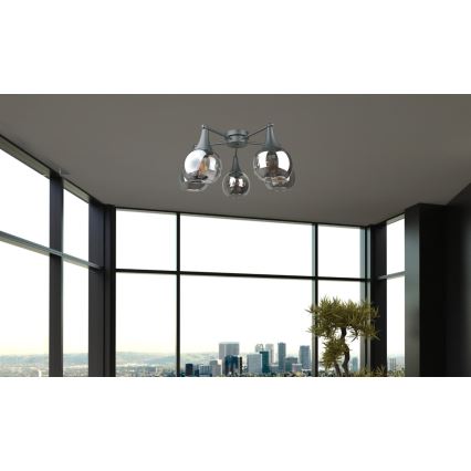 Nadgradni lestenec STAR 5xE27/60W/230V črna/dimna črna