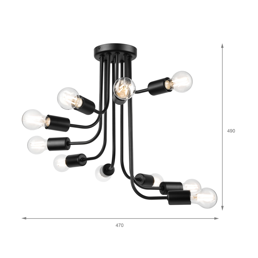 Nadgradni lestenec TRINITY 10xE27/15W/230V črna