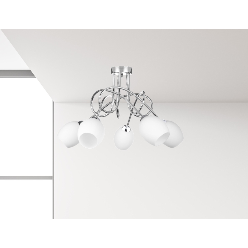 Nadgradni lestenec TWIST WHITE 5xE14/40W/230V
