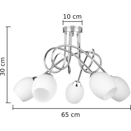 Nadgradni lestenec TWIST WHITE 5xE14/40W/230V