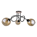 Nadgradni lestenec VENUS WOOD 3xE27/60W/230V črna/dimna rjava