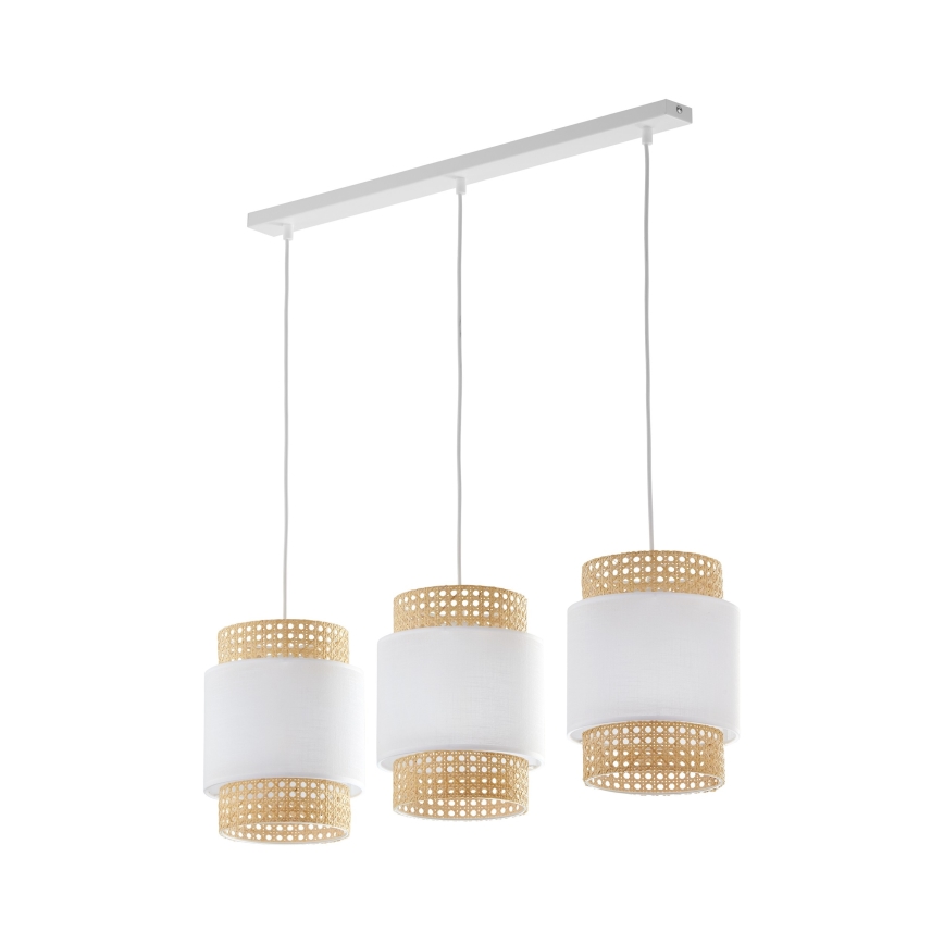 Nadomestni abažur za namizno svetilko in lestenec BOHO E27 premer 20 cm ratan/bela