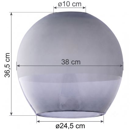 Nadomestno dimno sivo steklo za lestenec KULA E27, premera 38 cm