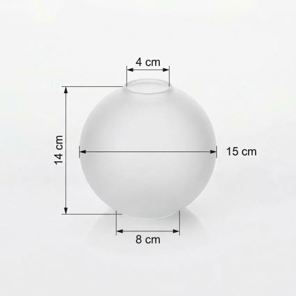 Nadomestno matno belo steklo za lestenec E27, premer 15 cm