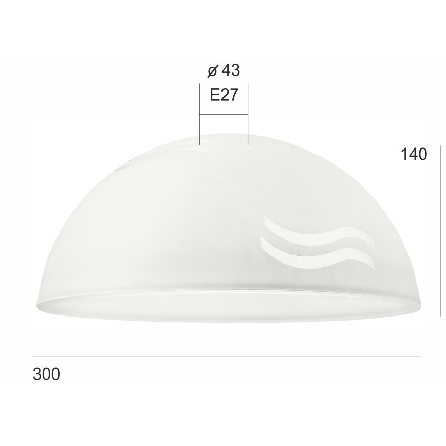 Nadomestno steklo za lestenec SFERA E27 140x300 mm bela