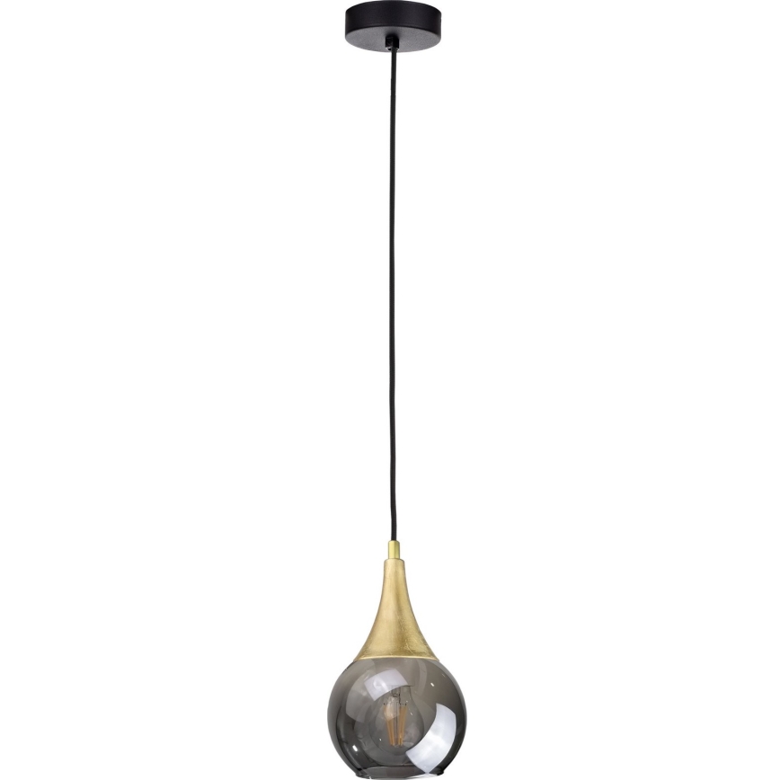 Nadomestno steklo za lestenec LACRIMA SMOKY E27 pr. 15 cm črna dimna
