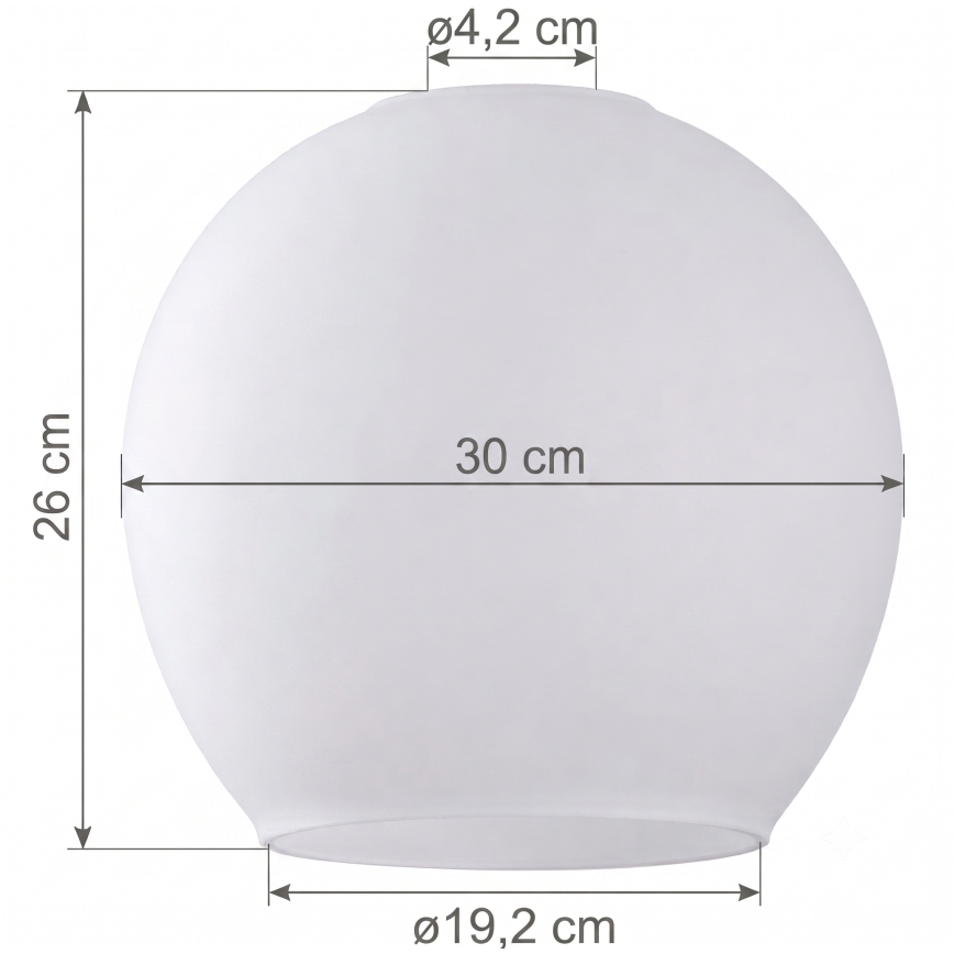 Nadomestno steklo za lestenec KULA E27, premer 30 cm, belo