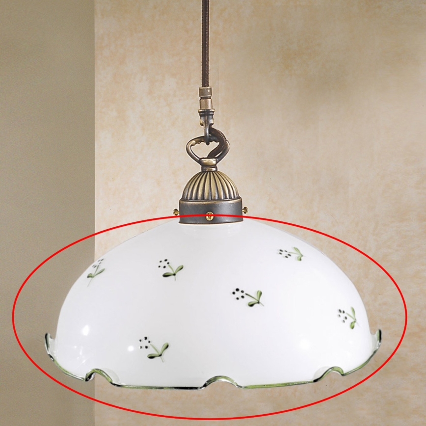 Nadomestno univerzalno steklo NONNA E27, premera 20 cm, belo/zelena