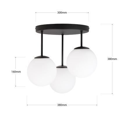 Nadometna stropna svetilka MOONLIGHT 3xE27/15W/230V črna