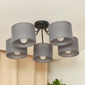 Nadometni lestenec ALBA 5xE27/15W/230V siva